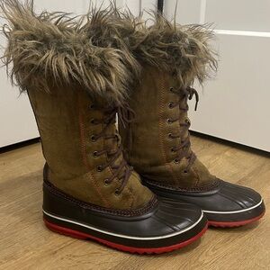 Thinsulate Weatherproof Fleece Lined Faux Fur Outdoor Rain Boots | Size 8